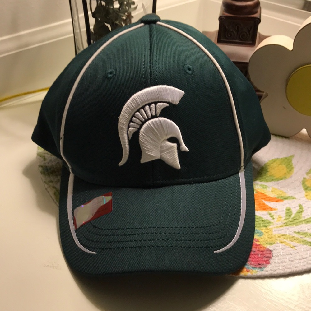Michigan State Spartans Green and White cap.  New, adjustable closure, logo